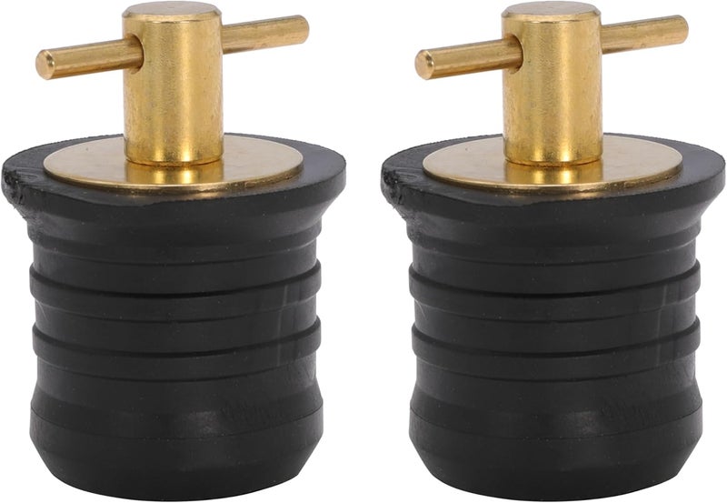 Ciweisah 2 Pcs T-Handle Boat Plug Brass/Stainless Steel Boat Drain Plug Snap Handle Plug Rubber Drain Plug for Boat Marine - Image 1